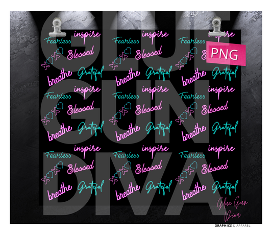 Neon Affirmation Words- Digital tumbler wrap for 20 oz skinny straight tumbler