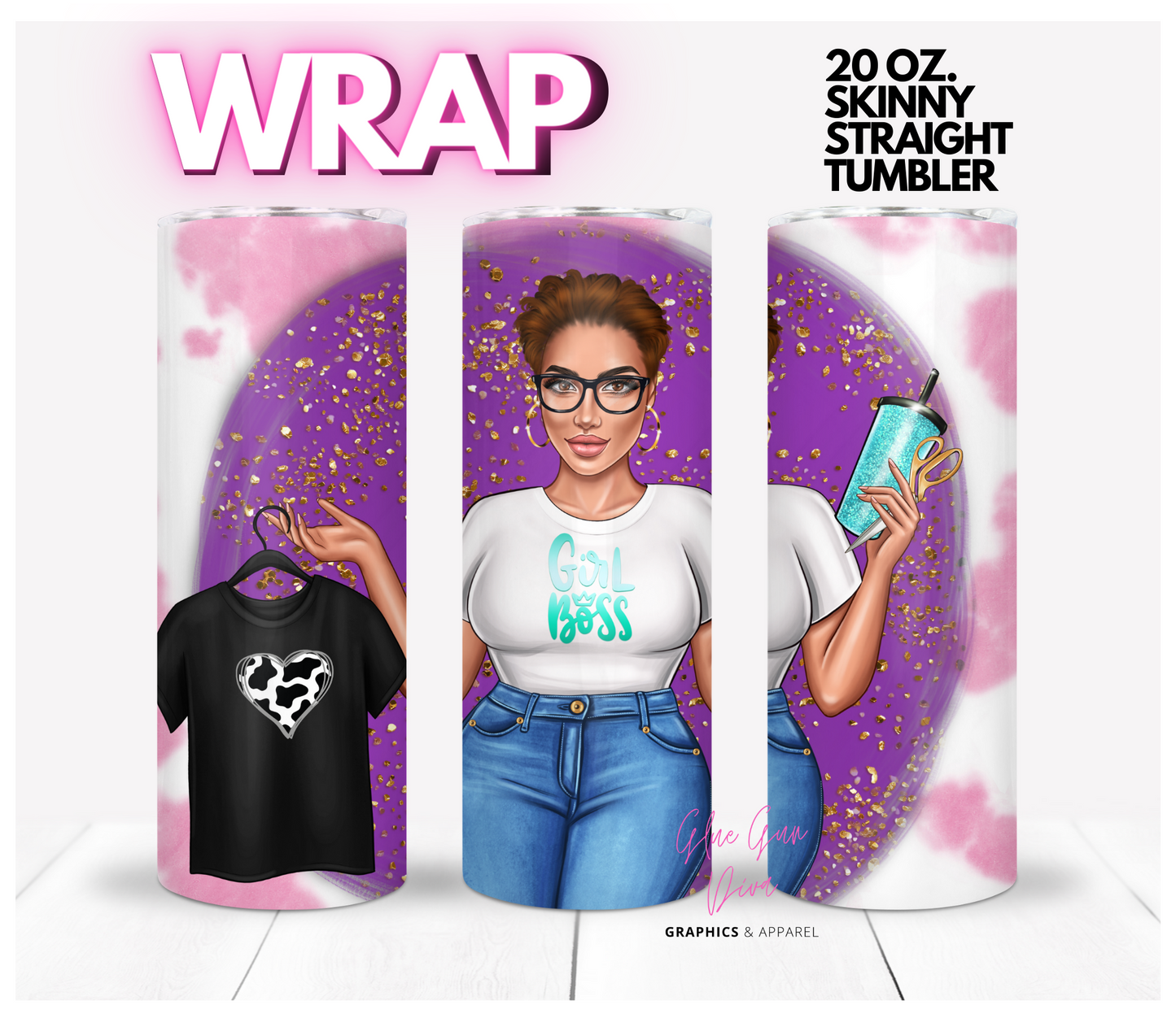 Craft Boss Queen 1 - Digital tumbler wrap for 20 oz skinny straight tumbler