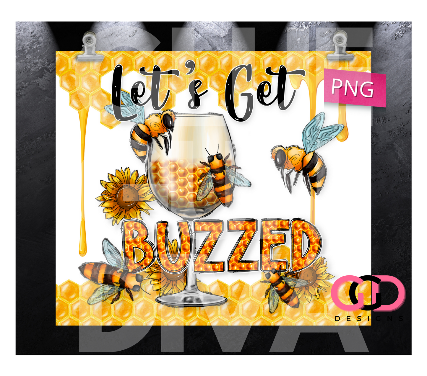 Let's Get Buzzed- Digital tumbler wrap for 20 oz skinny straight tumbler