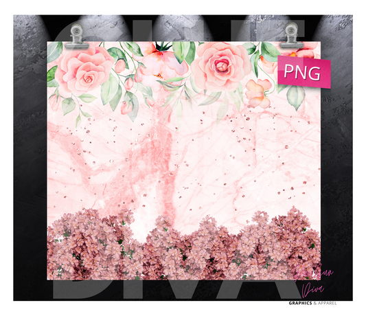 Flowers in Pink - Digital tumbler wrap for 20 oz skinny straight tumbler