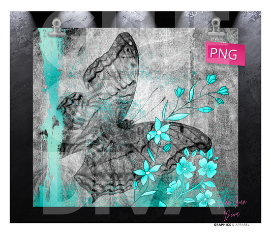 Grey Butterfly- Digital tumbler wrap for 20 oz skinny straight tumbler