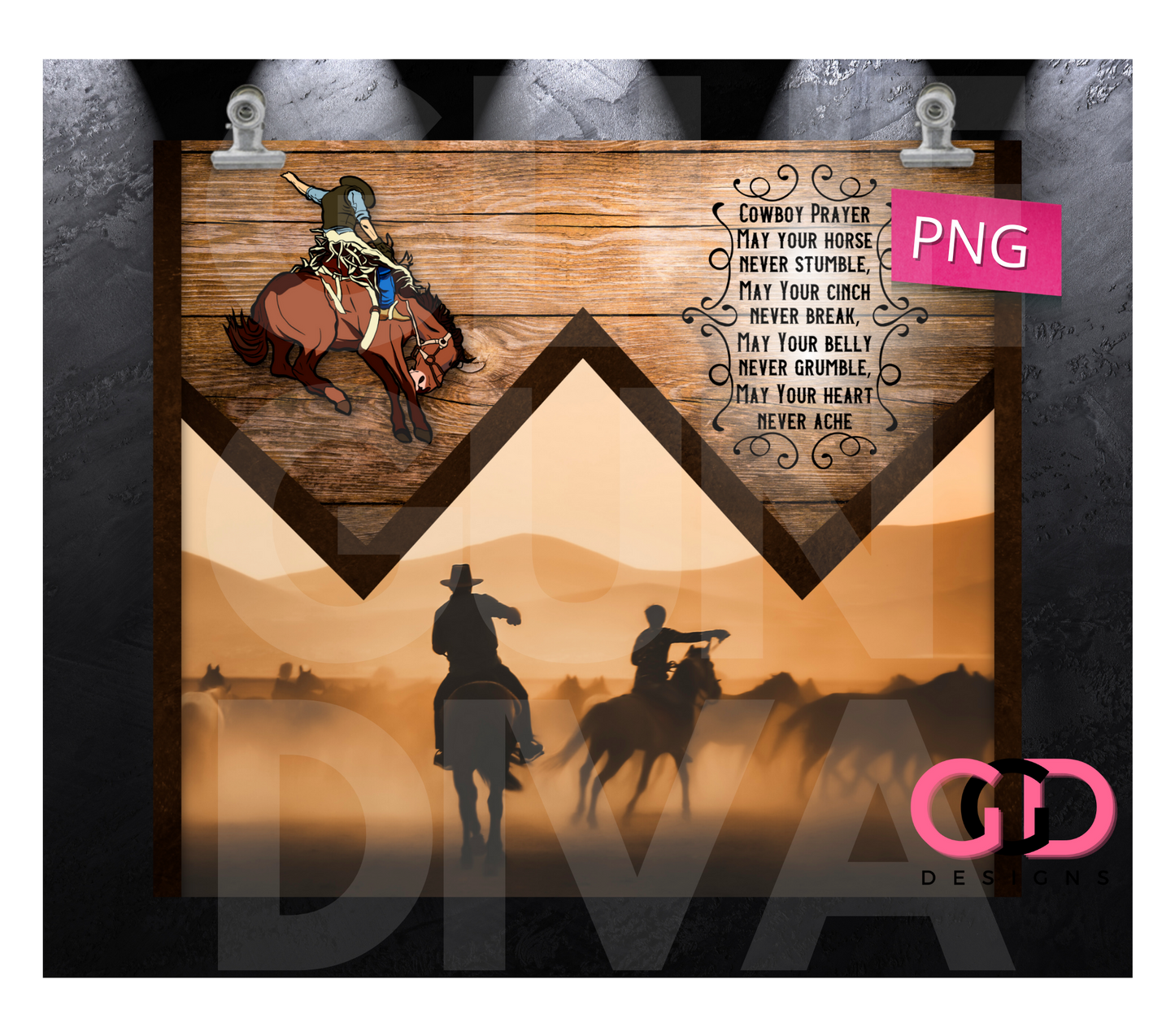 Cowboy Prayer- Digital tumbler wrap for 20 oz skinny straight tumbler