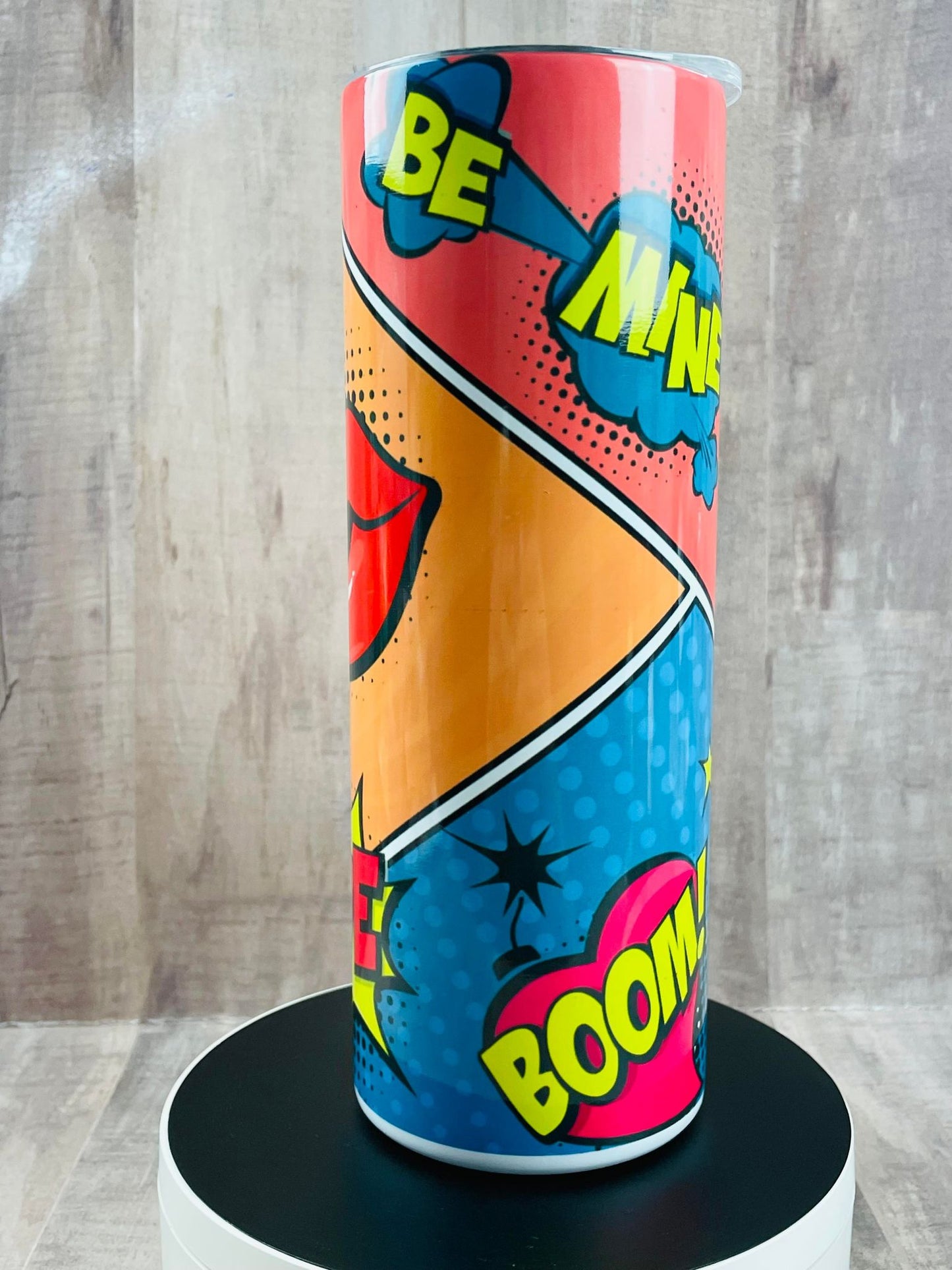 SUPERHERO Kiss I love You Valentine's Day, handmade Insulated Tumbler