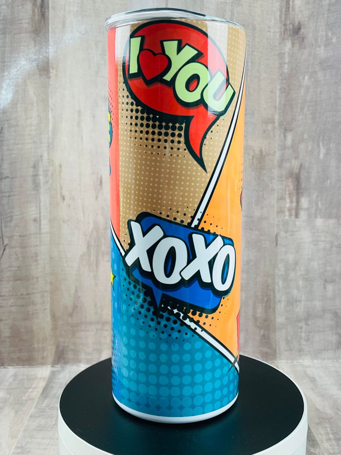 SUPERHERO Kiss I love You Valentine's Day, handmade Insulated Tumbler