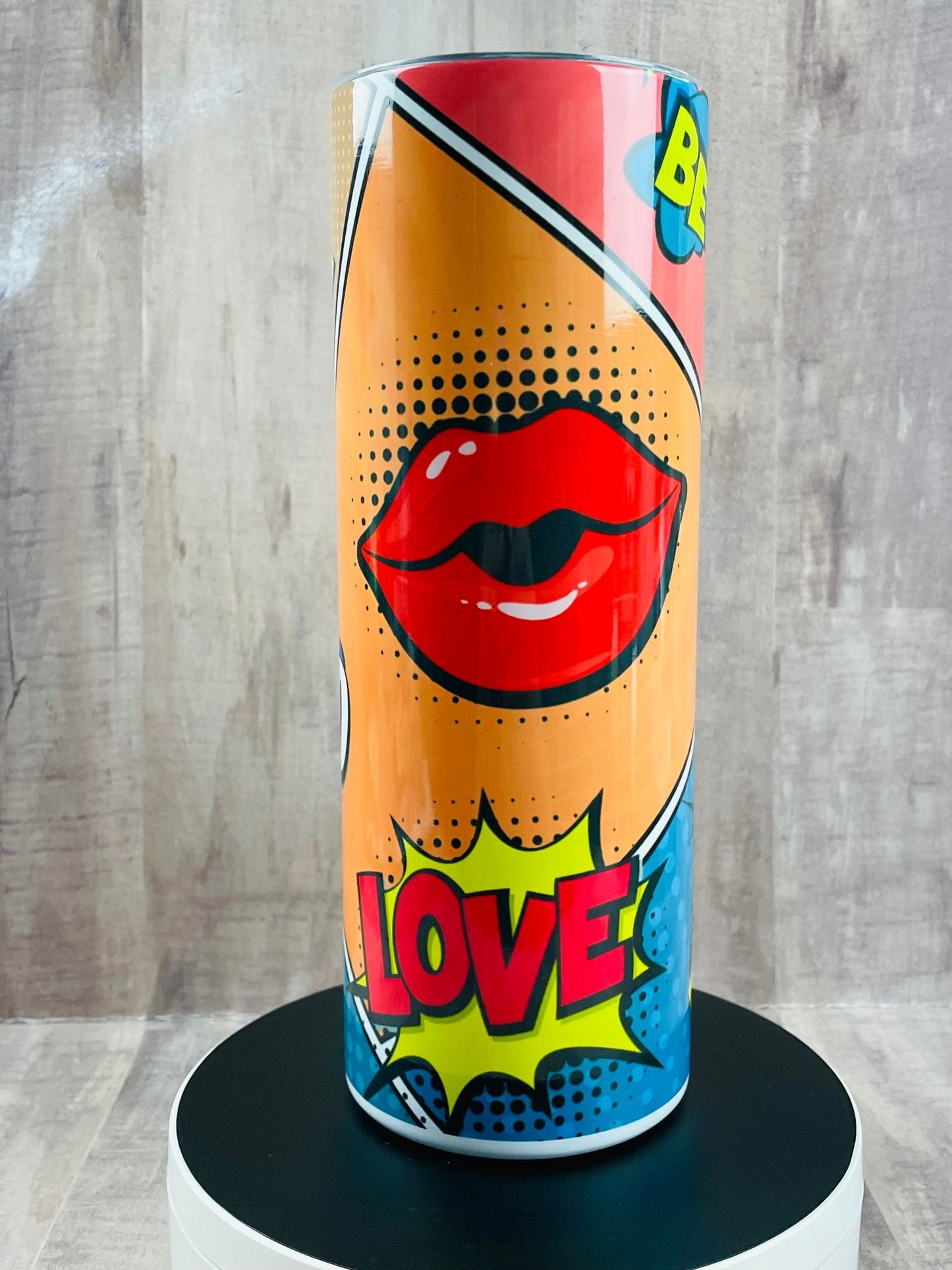 SUPERHERO Kiss I love You Valentine's Day, handmade Insulated Tumbler