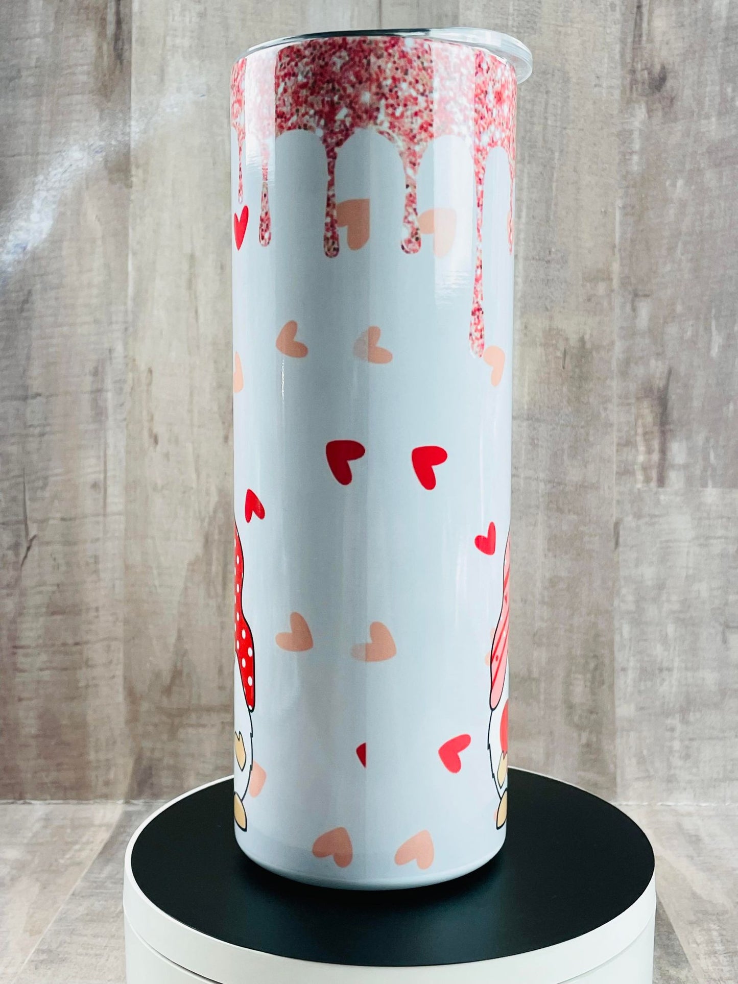 GNOMES with hearts Valentine's Day handmade 20 oz stainless steel tumbler