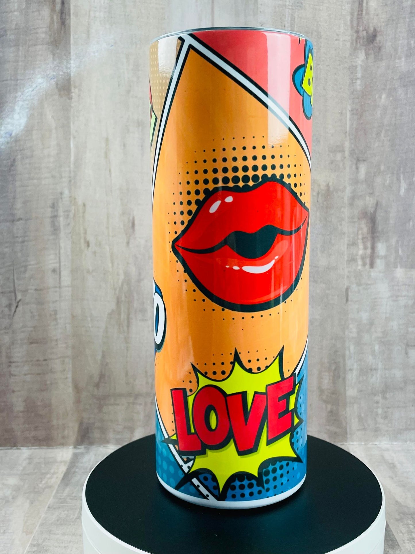 SUPERHERO Kiss I love You Valentine's Day, handmade Insulated Tumbler
