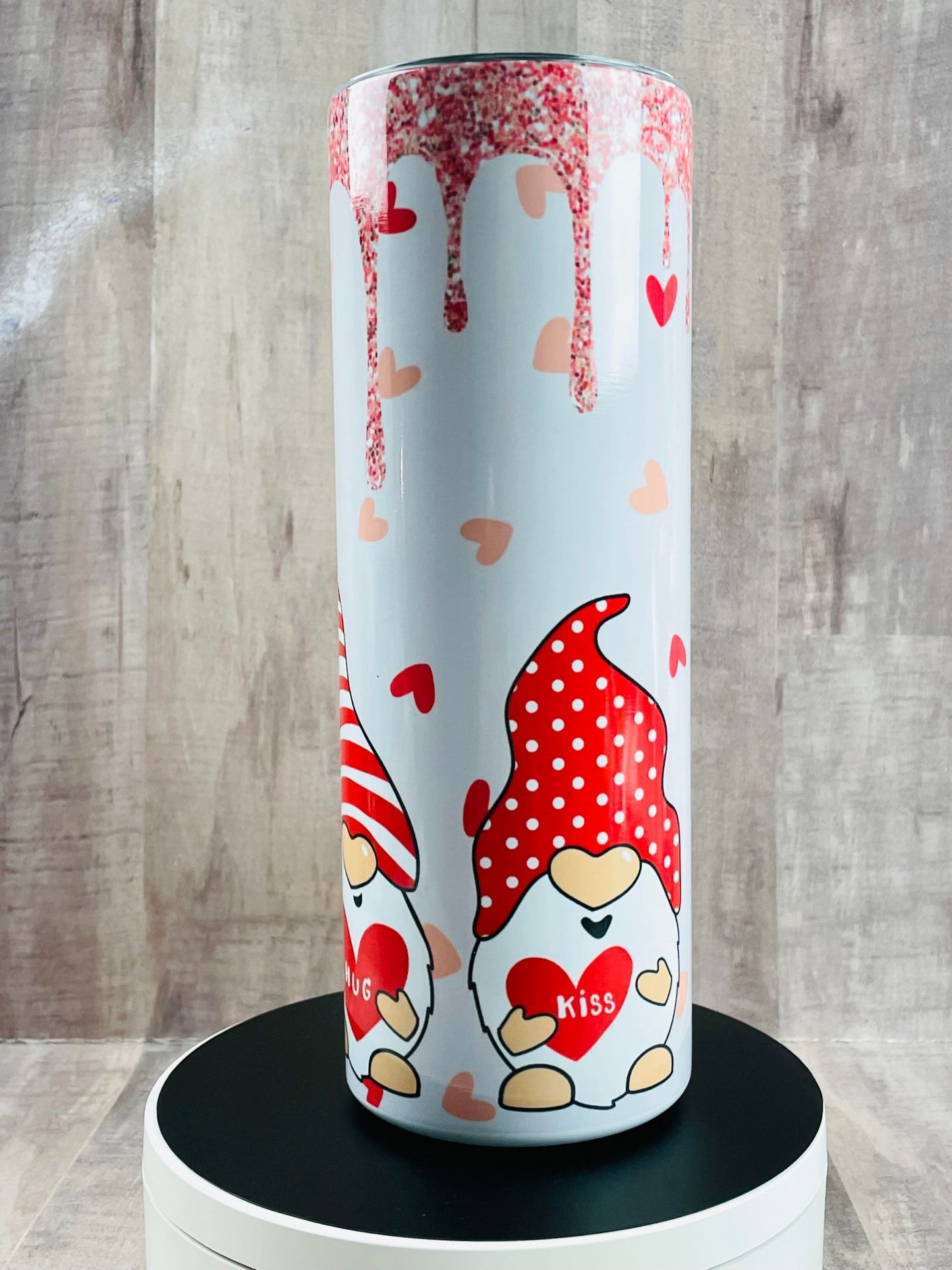 GNOMES with hearts Valentine's Day handmade 20 oz stainless steel tumbler