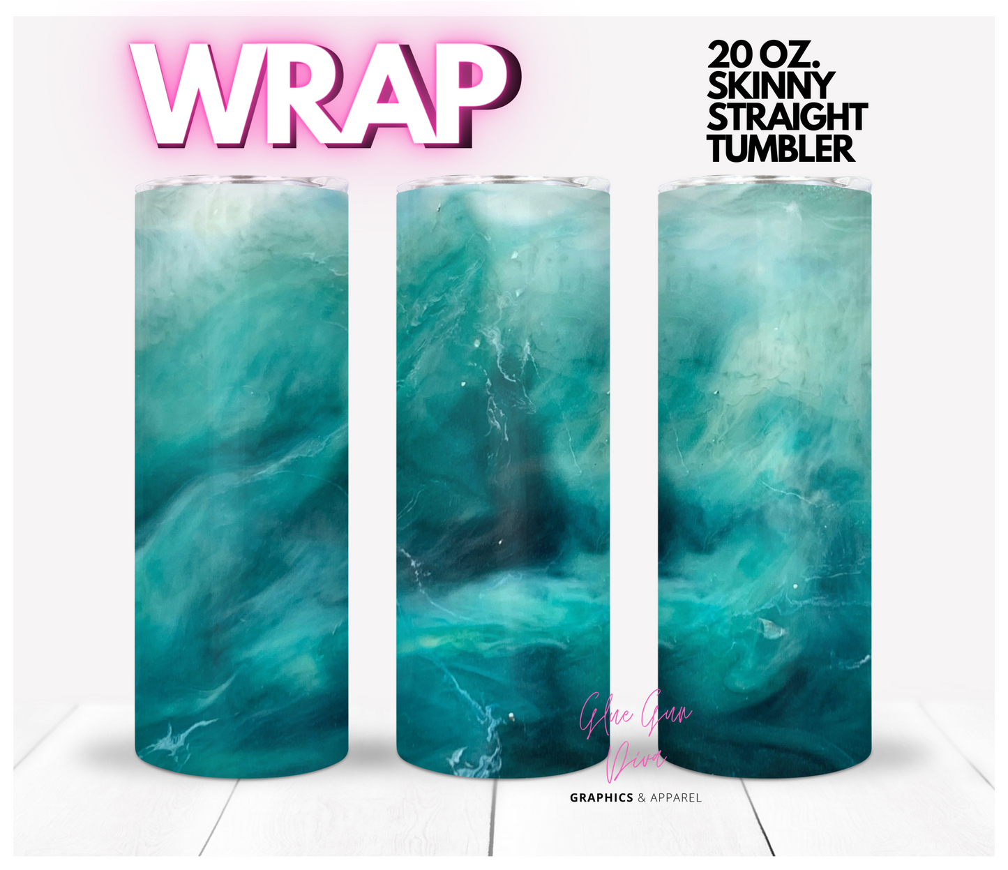 Soft Ocean - Digital tumbler wrap for 20 oz skinny straight tumbler