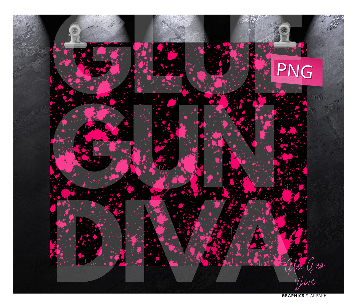Hot pink Splatter- Digital tumbler wrap for 20 oz skinny straight tumbler