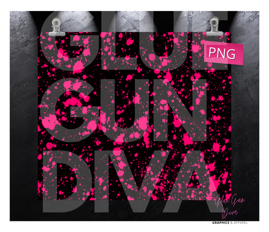 Hot pink Splatter- Digital tumbler wrap for 20 oz skinny straight tumbler