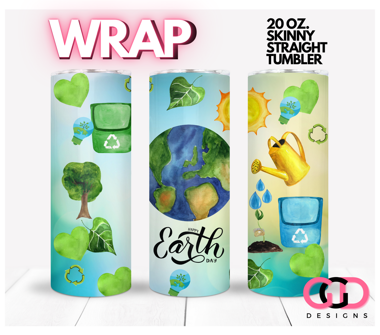 Earth Day 2023- Digital tumbler wrap for 20 oz skinny straight tumbler