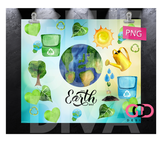 Earth Day 2023- Digital tumbler wrap for 20 oz skinny straight tumbler