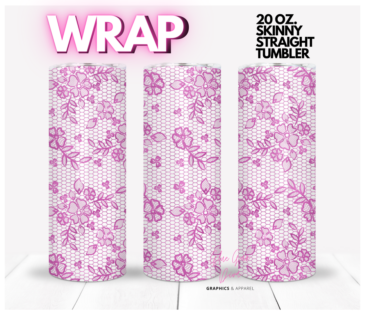 Purple lace- Digital tumbler wrap for 20 oz skinny straight tumbler