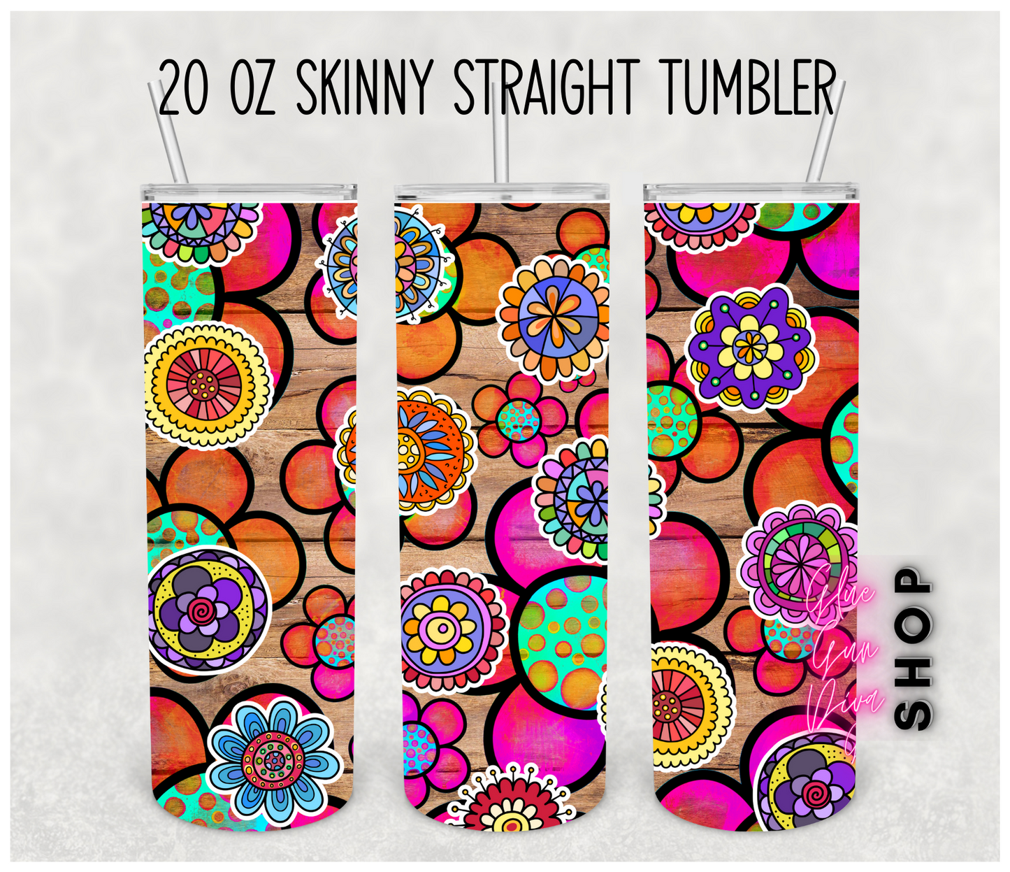 COLORFUL FLOWERS Bright Colors sublimation Insulated Tumbler