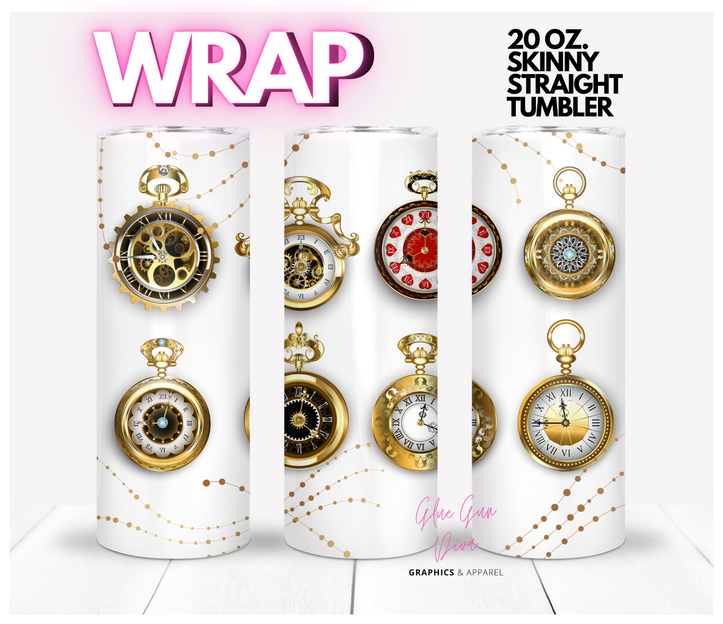 Pocket Watches -Digital tumbler wrap for 20 oz skinny straight tumbler