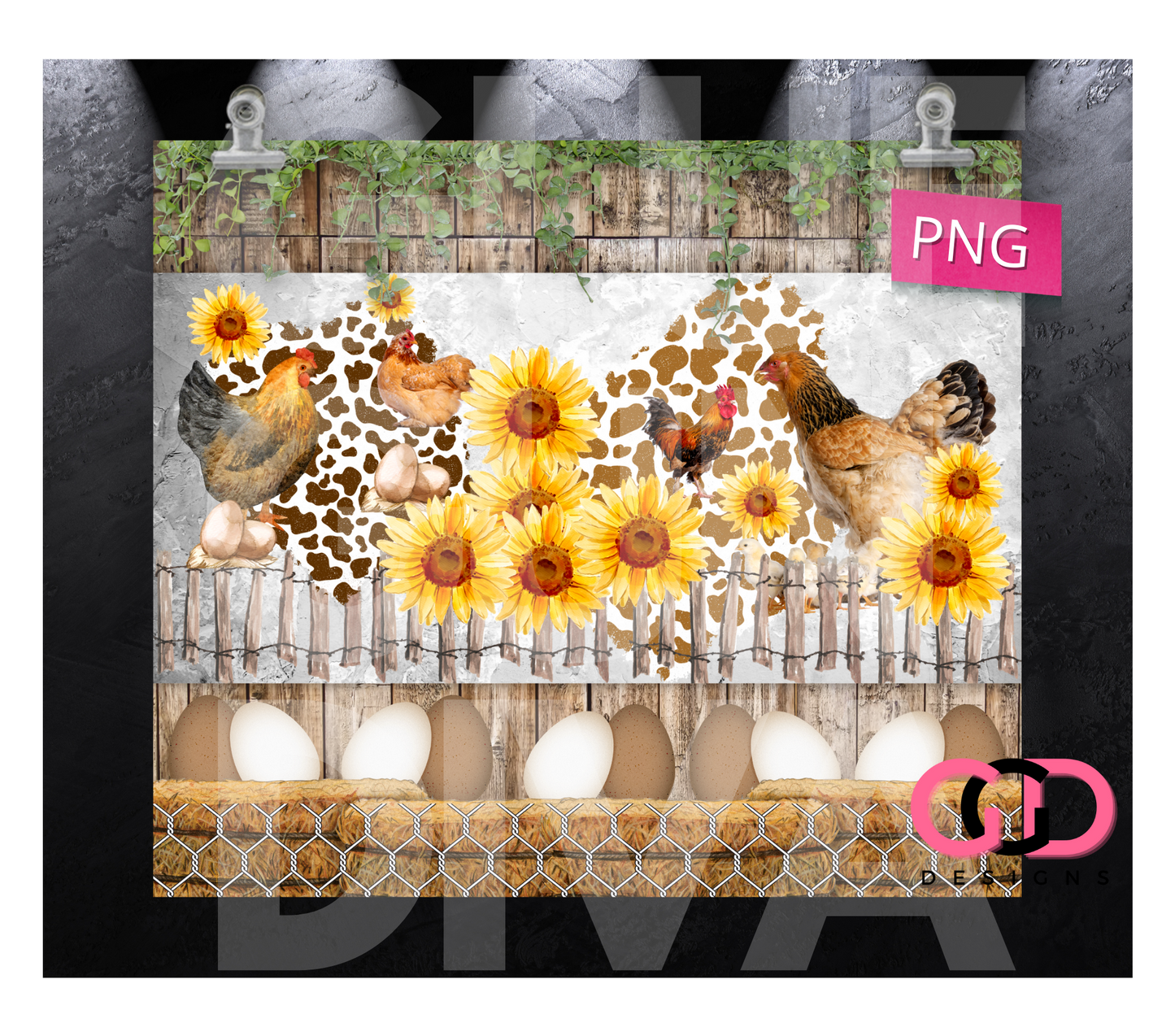 Eggs and Chickens- Digital tumbler wrap for 20 oz skinny straight tumbler