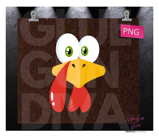 Turkey Face- Digital tumbler wrap for 20 oz skinny straight tumbler