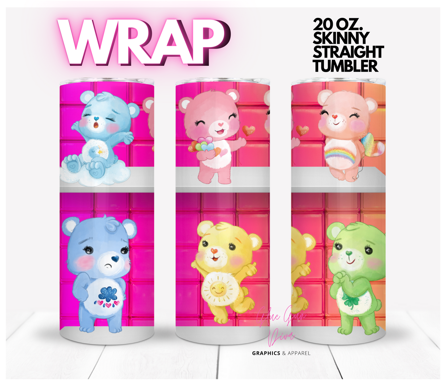 Bears that Care- Digital tumbler wrap for 20 oz skinny straight tumbler