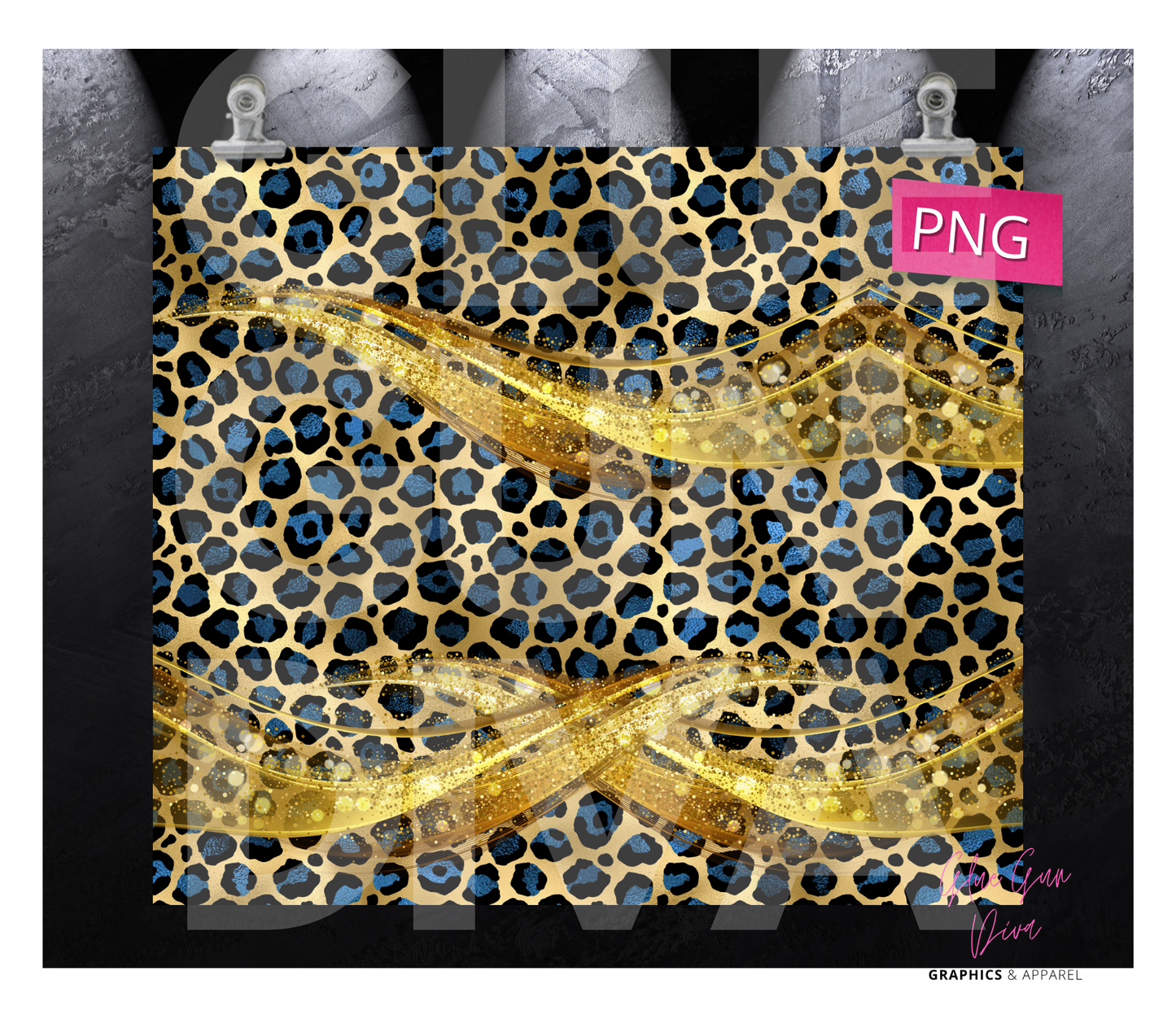Gold wrap Animal print- Digital tumbler wrap for 20 oz skinny straight tumbler