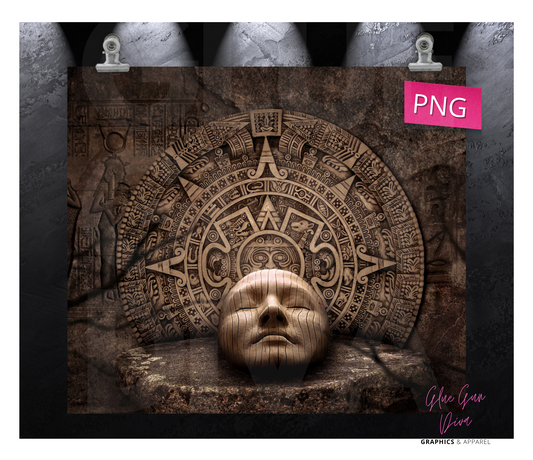 Mayan Calendar Face - Digital tumbler wrap for 20 oz skinny straight tumbler