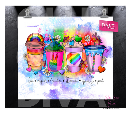 Rainbow Cups - Digital tumbler wrap for 20 oz skinny straight tumbler