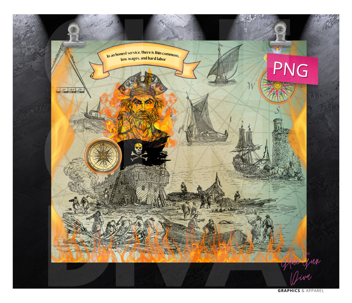 Pirate Talk- Digital tumbler wrap for 20 oz skinny straight tumbler