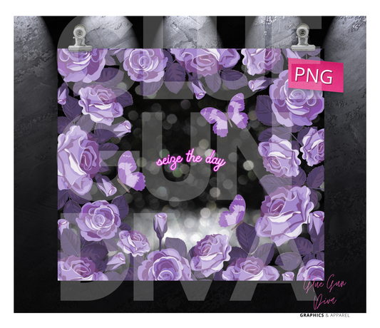 Seize the Day- Digital tumbler wrap for 20 oz skinny straight tumbler