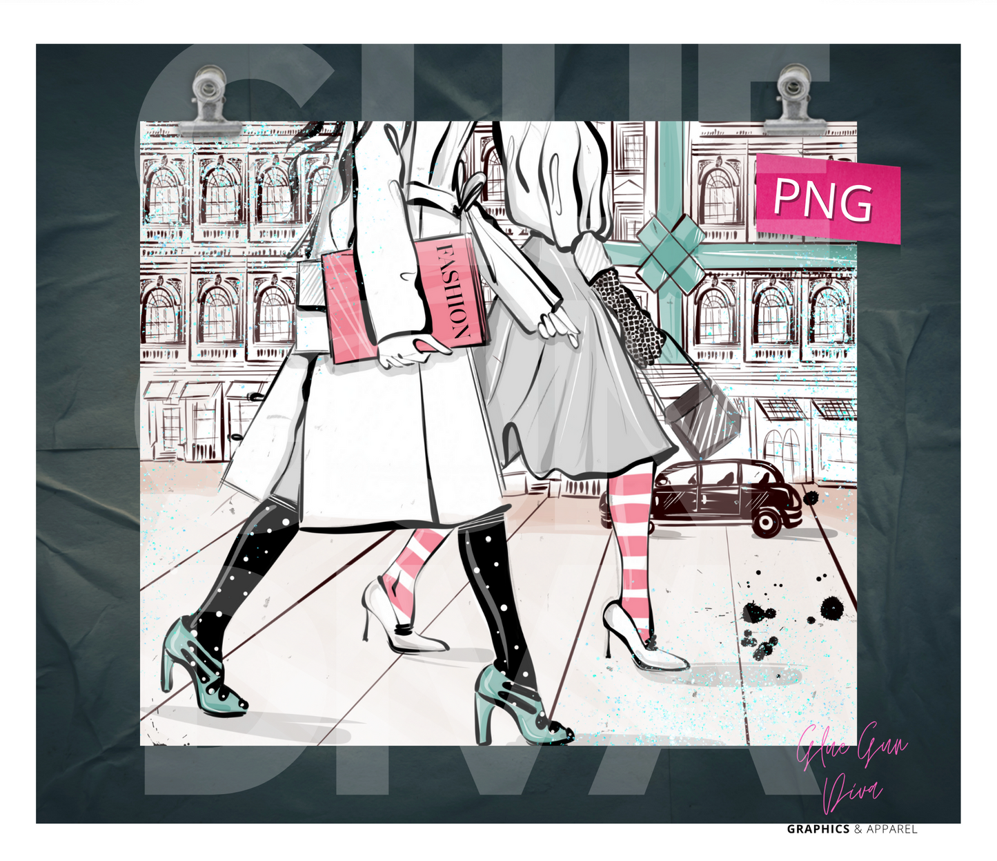 City Fashionista- Digital tumbler wrap for 20 oz skinny straight tumbler