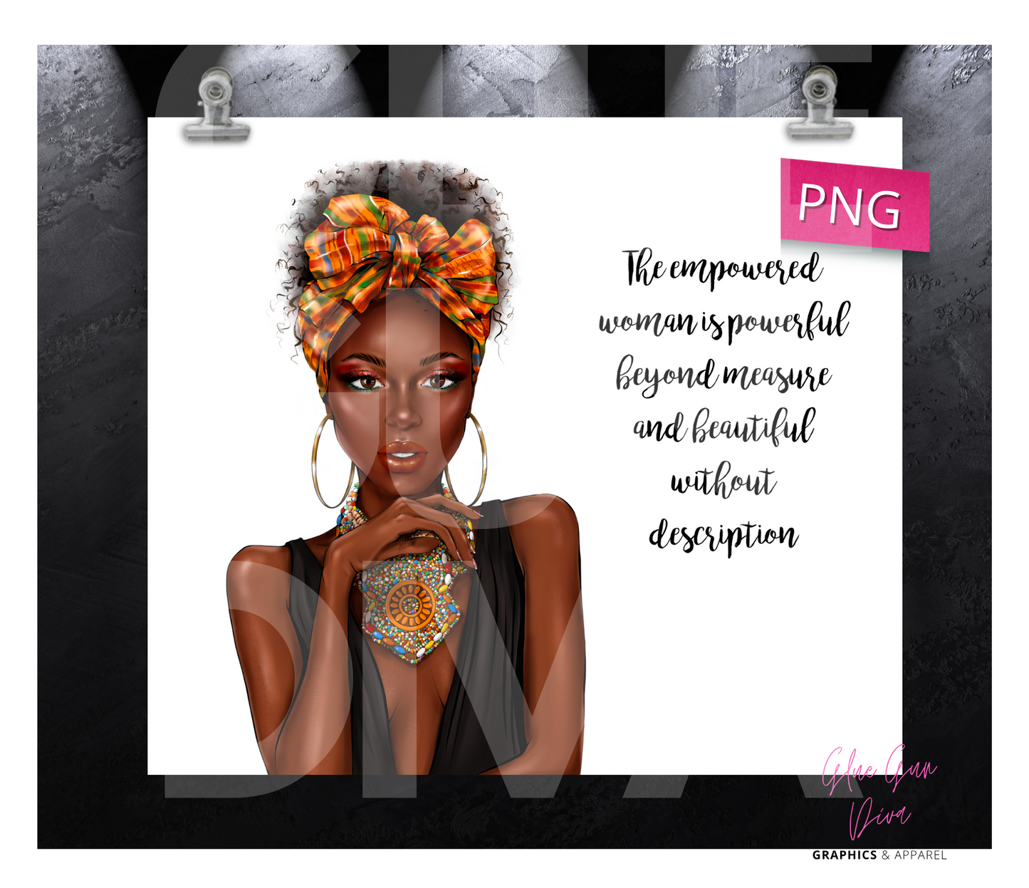 Empowered Woman - Digital tumbler wrap for 20 oz skinny straight tumbler