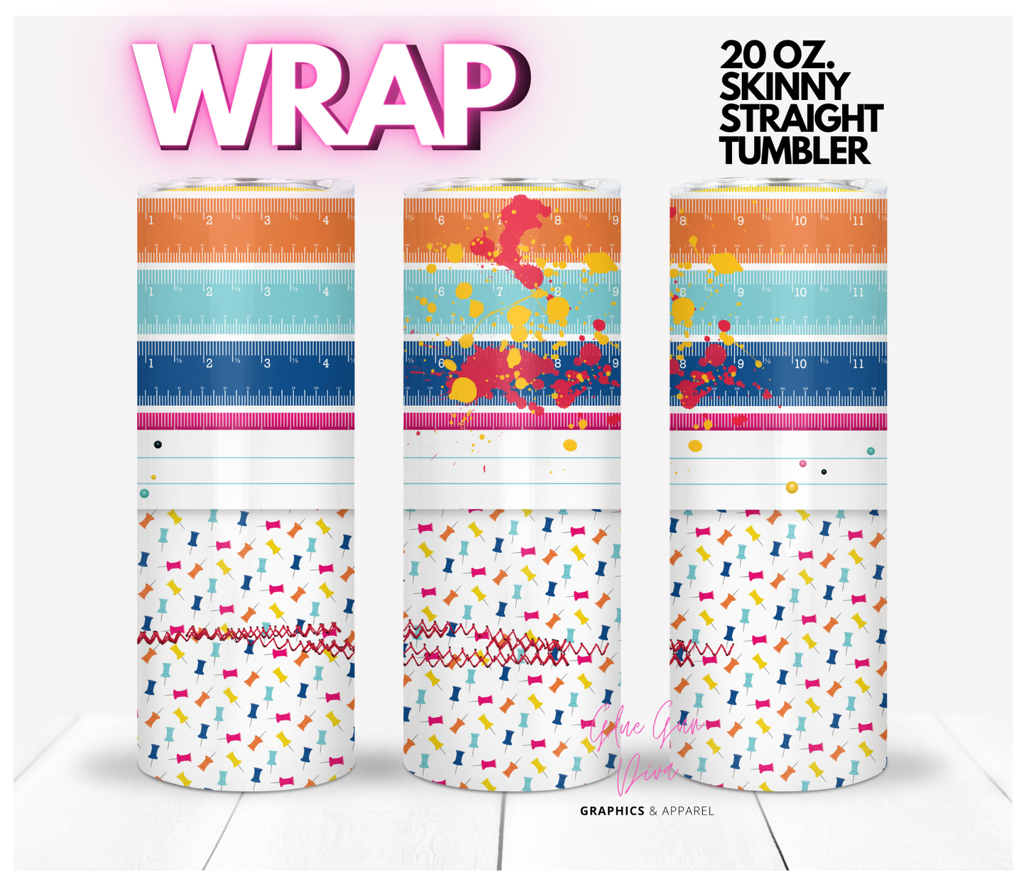 Back to the office / school - Digital tumbler wrap for 20 oz skinny straight tumbler