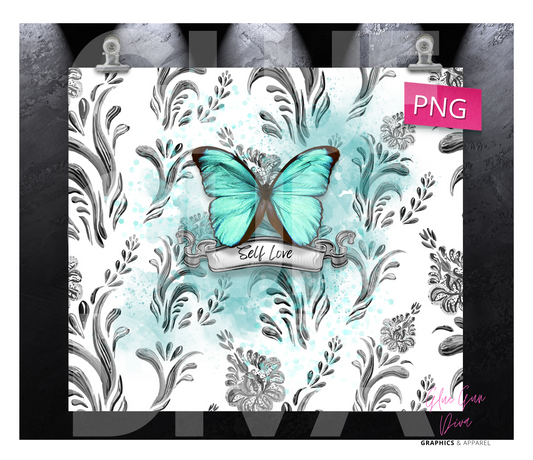 Self love Butterfly- Digital tumbler wrap for 20 oz skinny straight tumbler