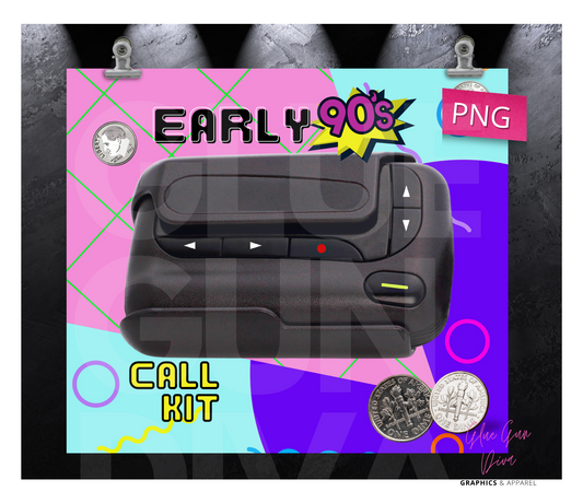 Early 90s Call kit- Digital tumbler wrap for 20 oz skinny straight tumbler