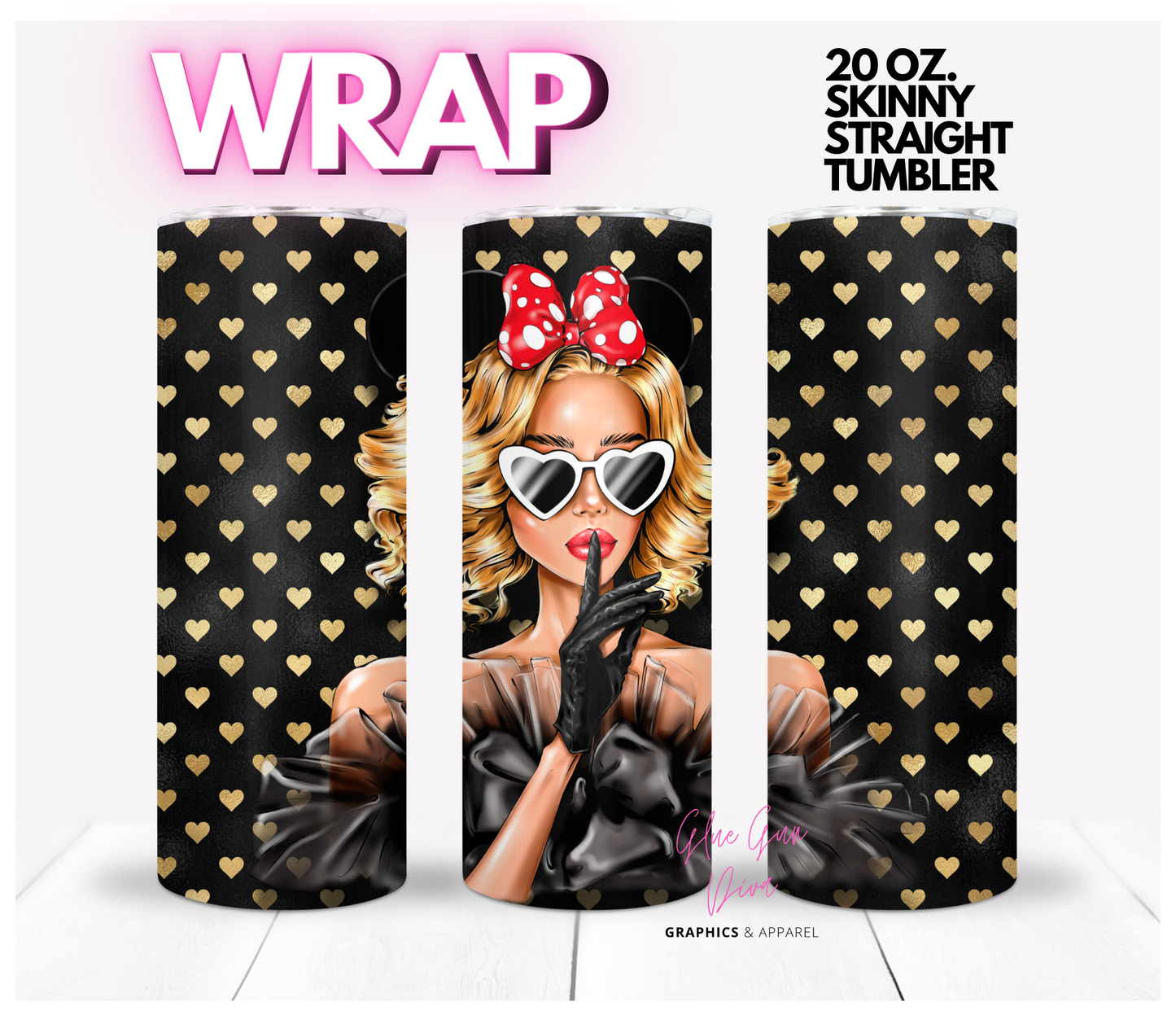 Woman with the Bow 2- Digital tumbler wrap for 20 oz skinny straight tumbler