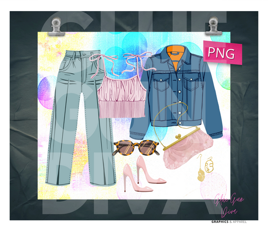 Fashion Outfit 1- Digital tumbler wrap for 20 oz skinny straight tumbler