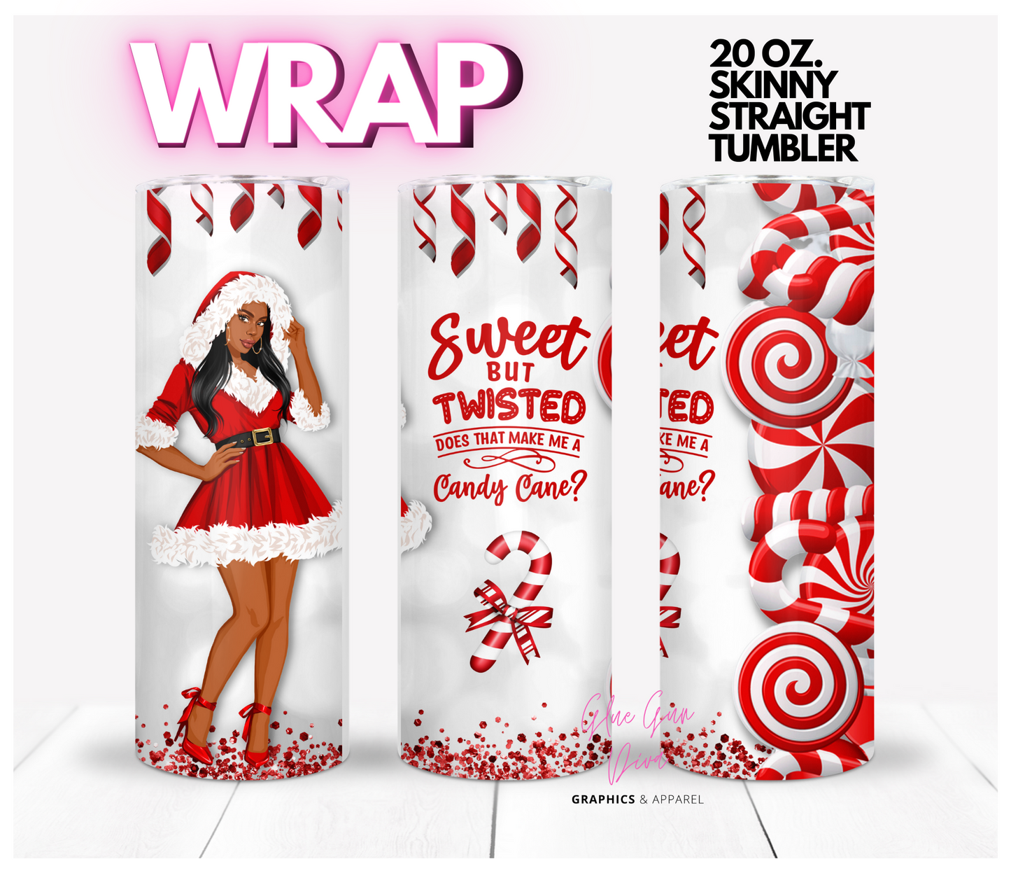 Sweet but Twisted Skin Tone 1 - Digital tumbler wrap for 20 oz skinny straight tumbler