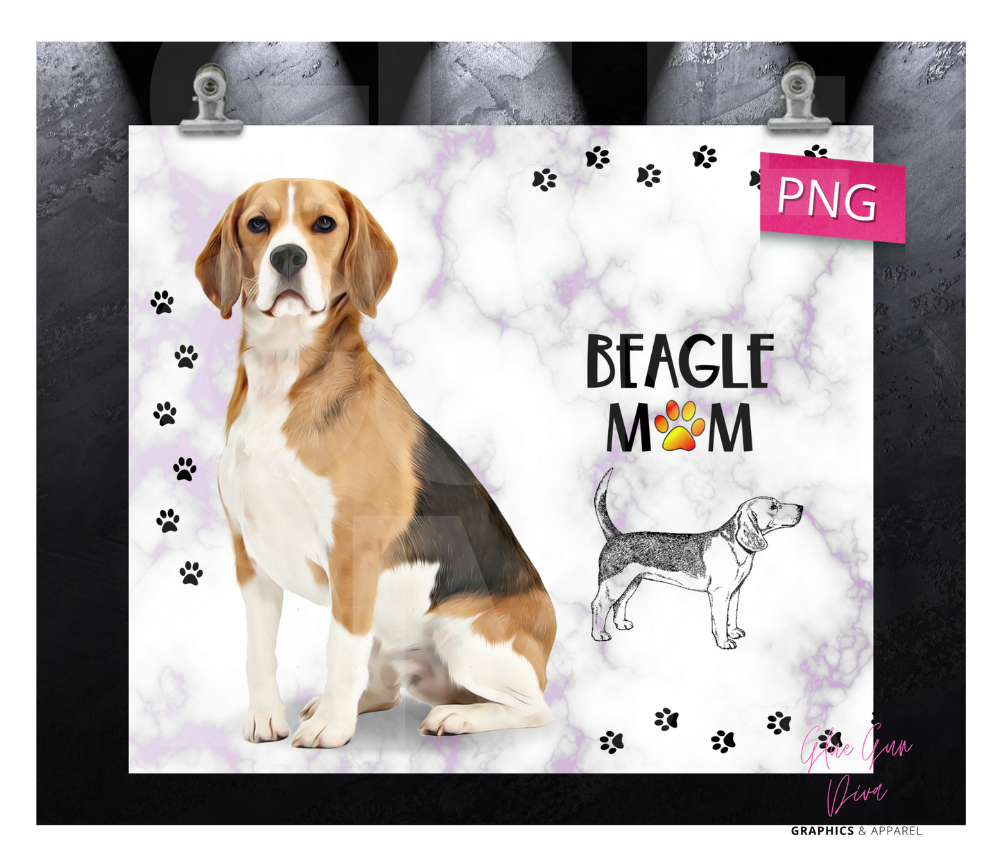 Beagle Mom- Digital tumbler wrap for 20 oz skinny straight tumbler