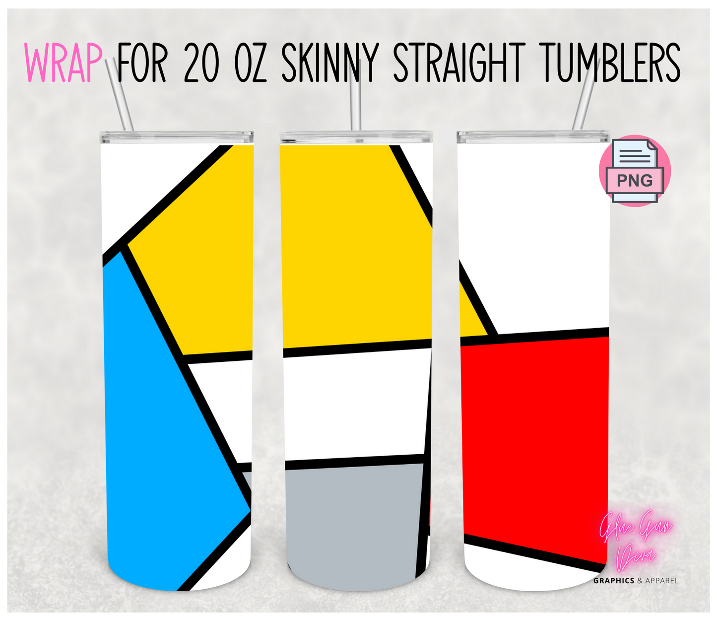 Geometrical Abstract- Digital tumbler wrap for 20 oz skinny straight tumbler