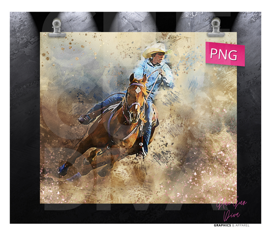 Cowboy Rodeo - Digital tumbler wrap for 20 oz skinny straight tumbler