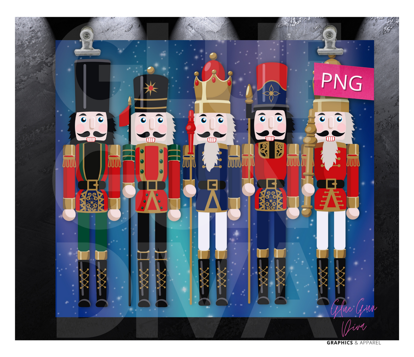 Nutcracker Soldiers - Digital tumbler wrap for 20 oz skinny straight tumbler