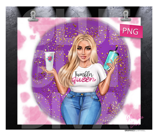 Craft Boss Queen 5 - Digital tumbler wrap for 20 oz skinny straight tumbler