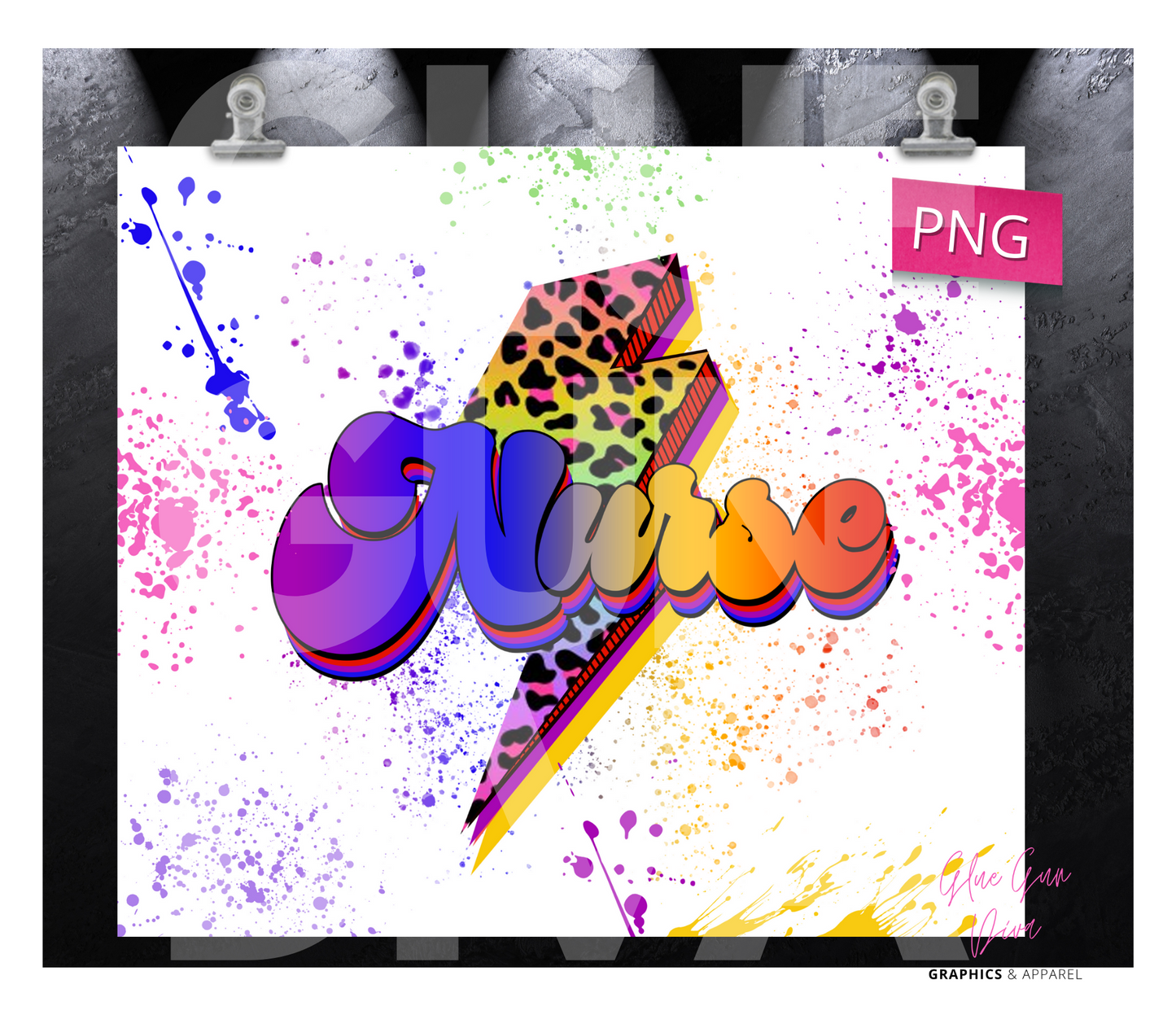 Nurse Color Splatter- Digital tumbler wrap for 20 oz skinny straight tumbler