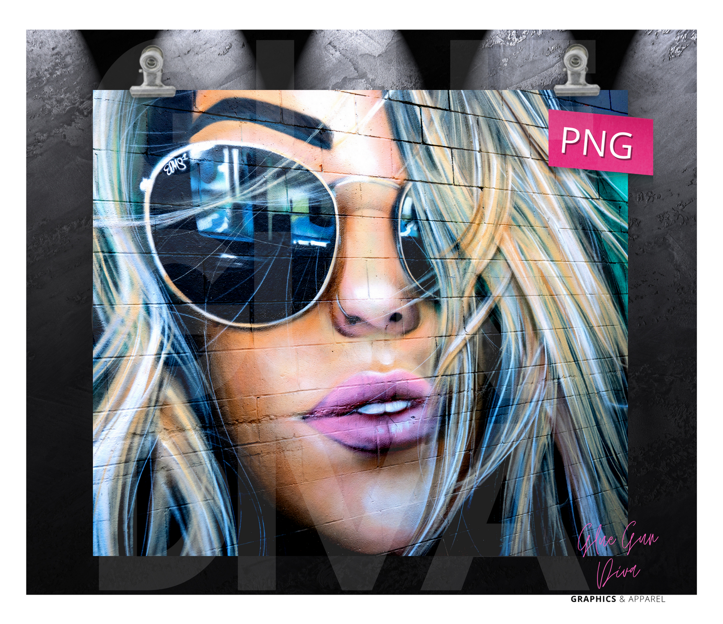 Girl with Shades - Digital tumbler wrap for 20 oz skinny straight tumbler