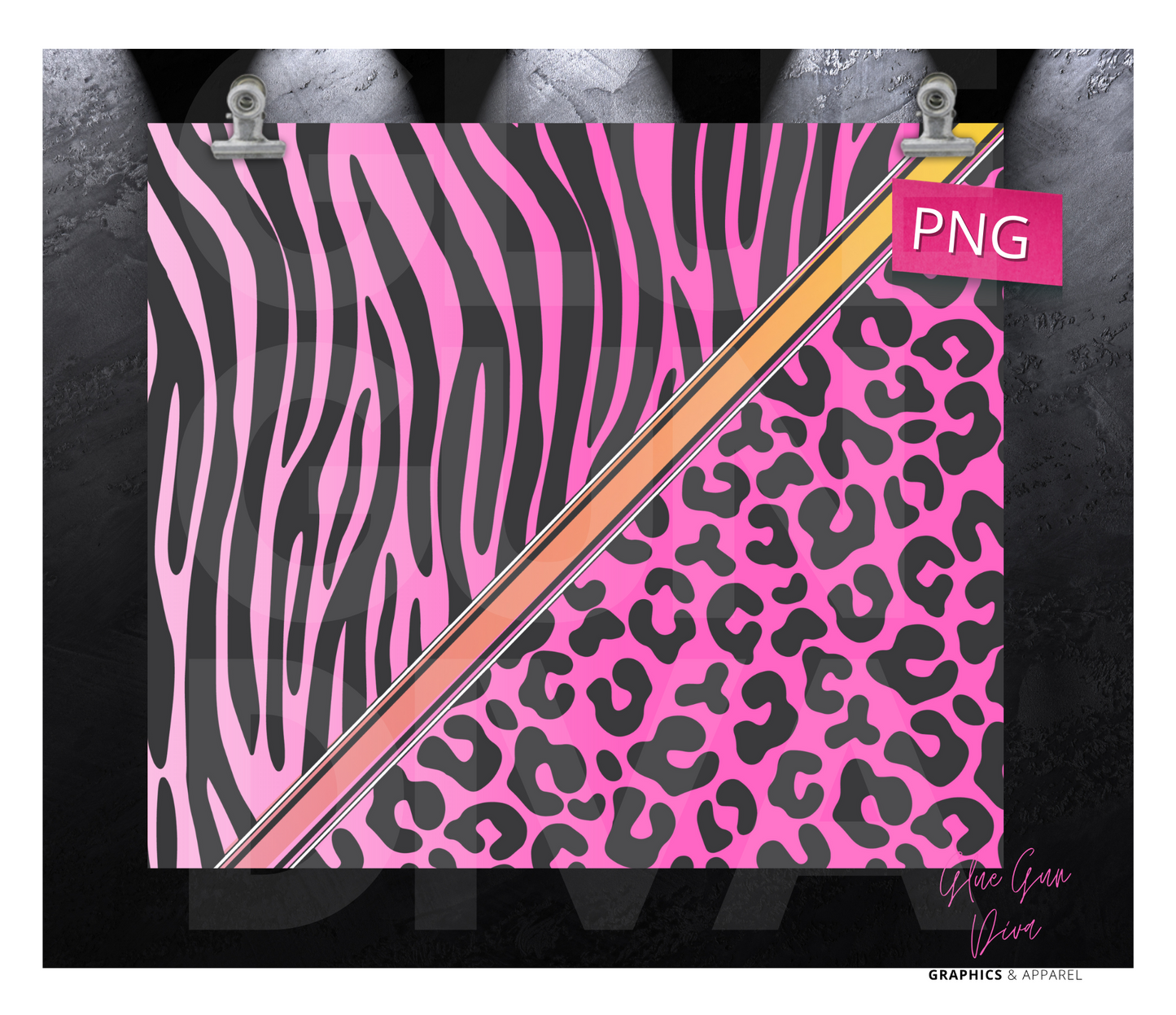 Bundle of Two Animal Prints - Pink and Teal- Digital tumbler wrap for 20 oz skinny straight tumbler