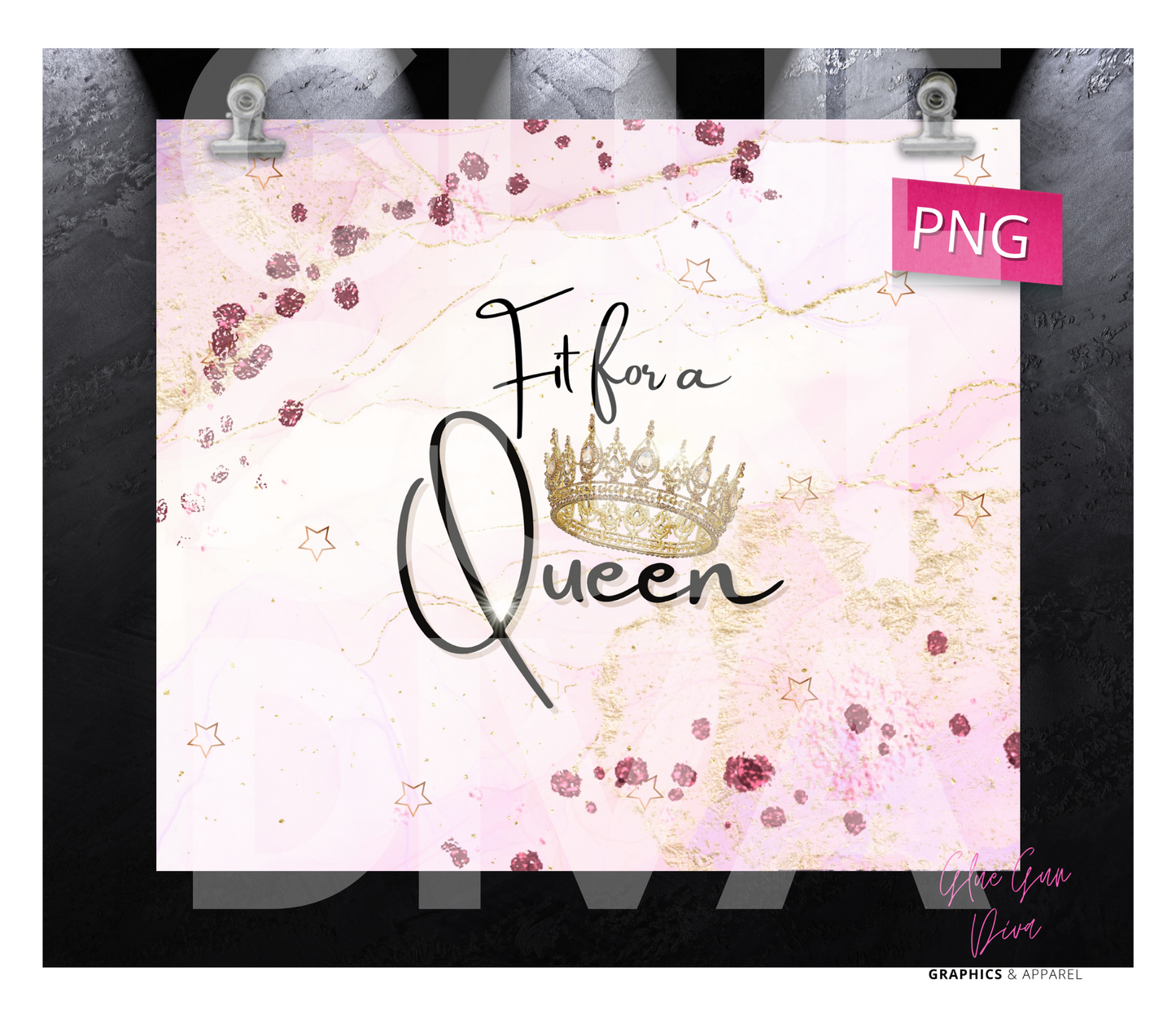 Fit for a Queen - Digital tumbler wrap for 20 oz skinny straight tumbler