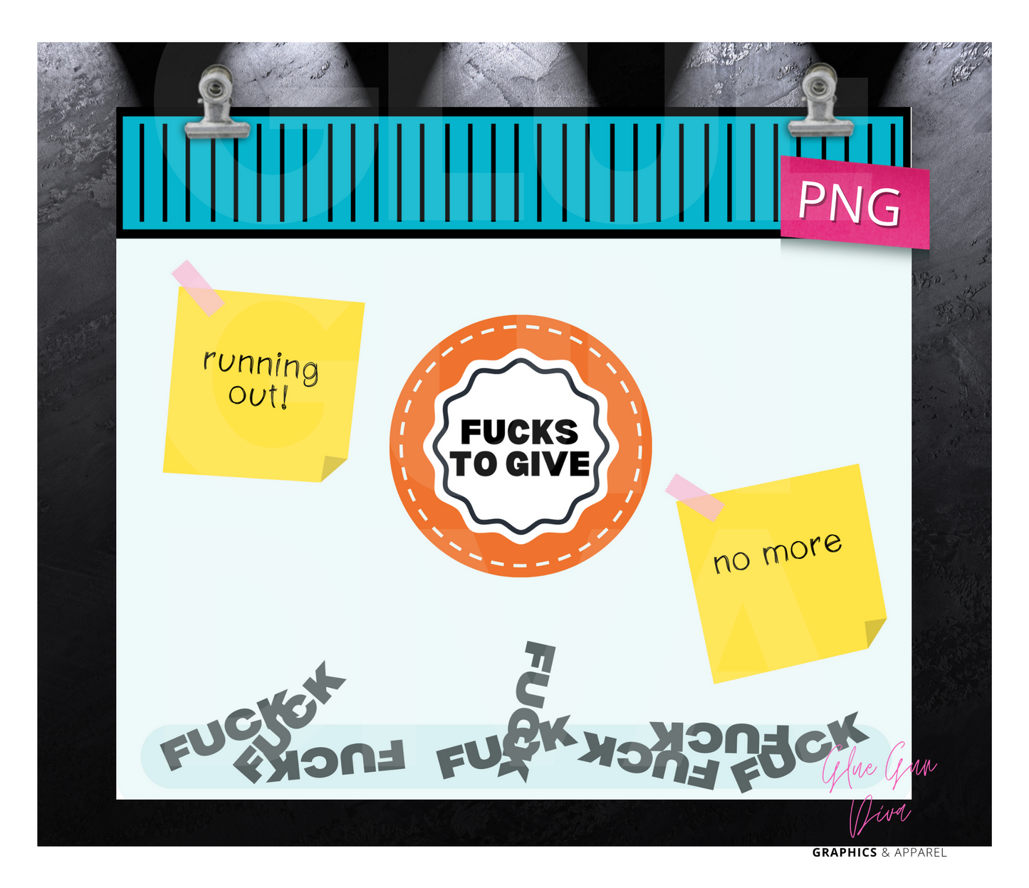 Fucks to Give - Digital tumbler wrap for 20 oz skinny straight tumbler