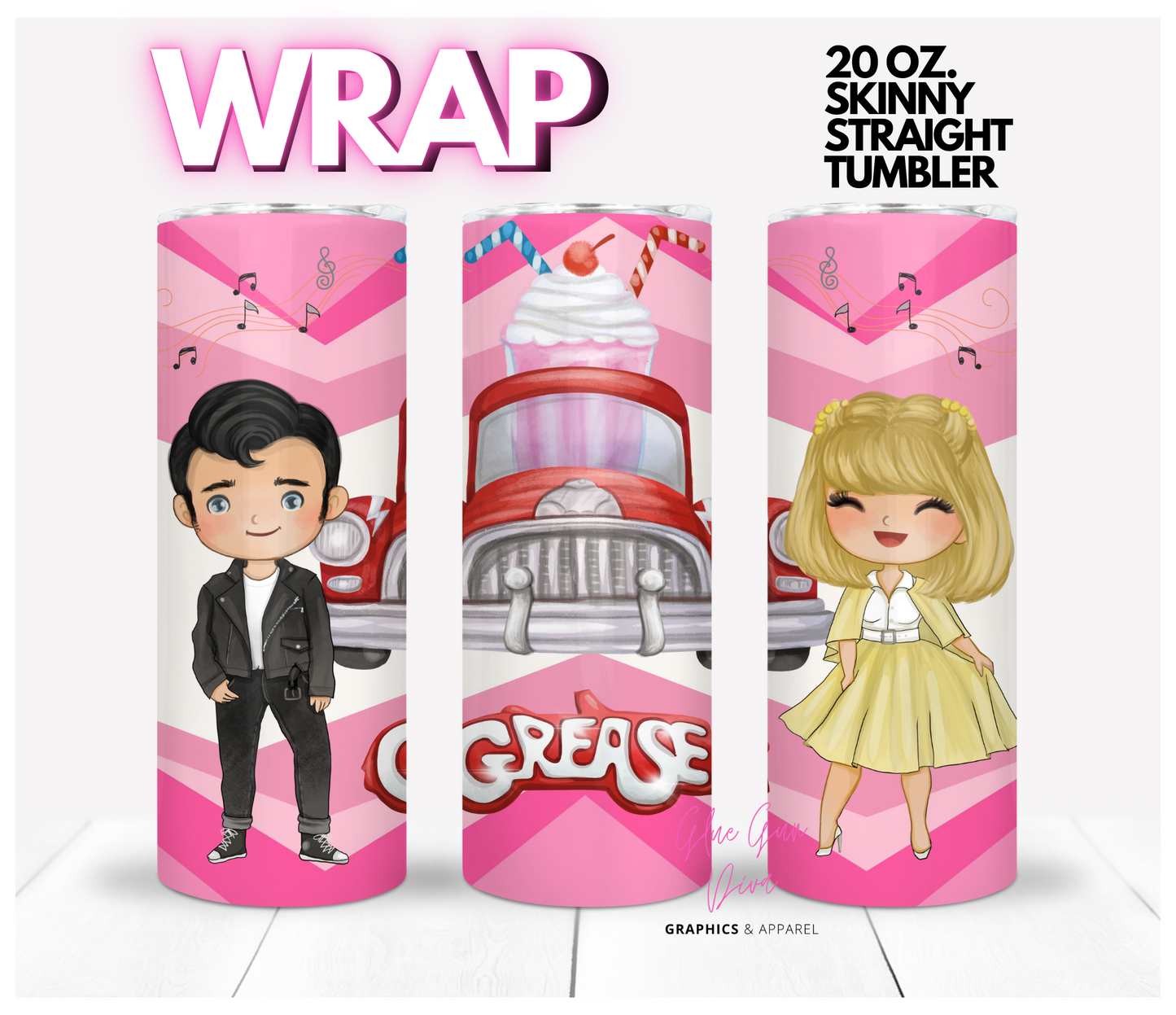 Danny Sandy Shake Grease - Digital tumbler wrap for 20 oz skinny straight tumbler