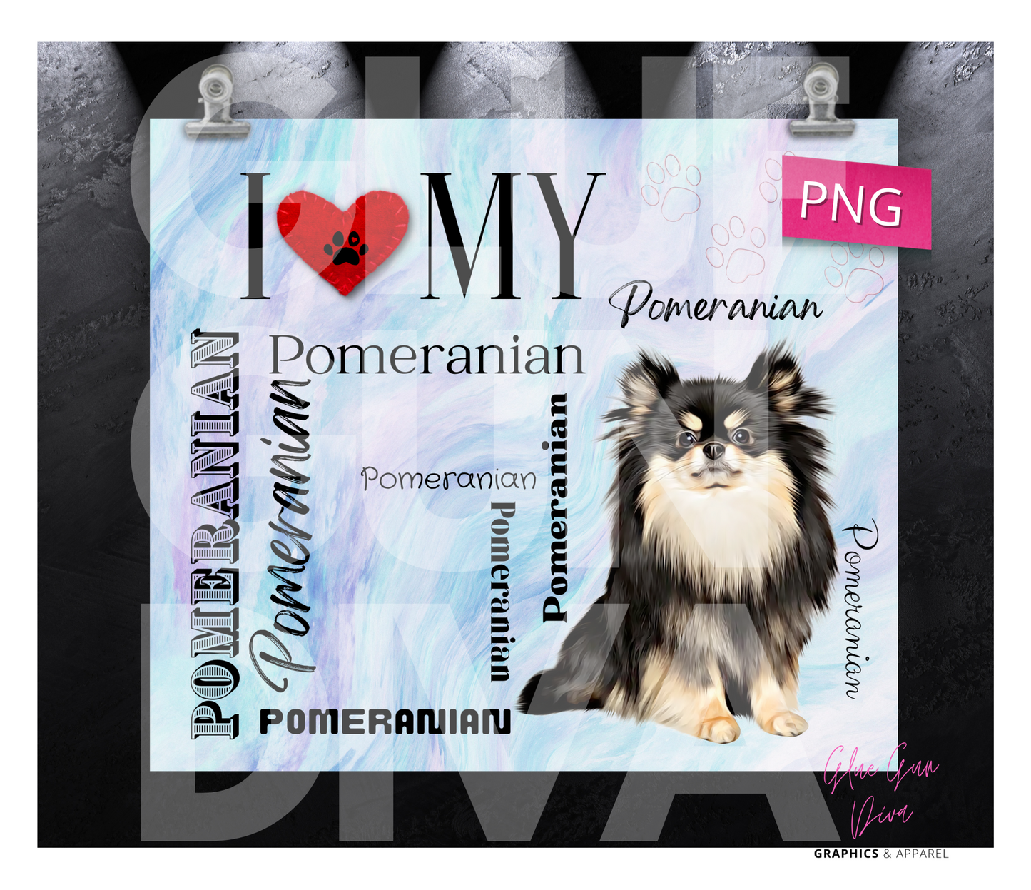 I love my Pomeranian - Digital tumbler wrap for 20 oz skinny straight tumbler