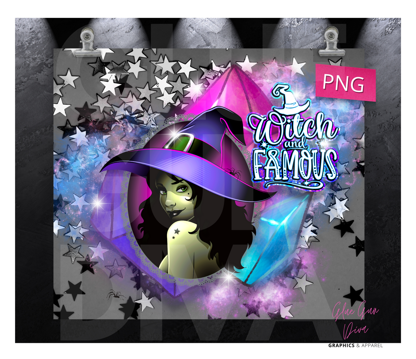 Witch and Famous - Digital tumbler wrap for 20 oz skinny straight tumbler