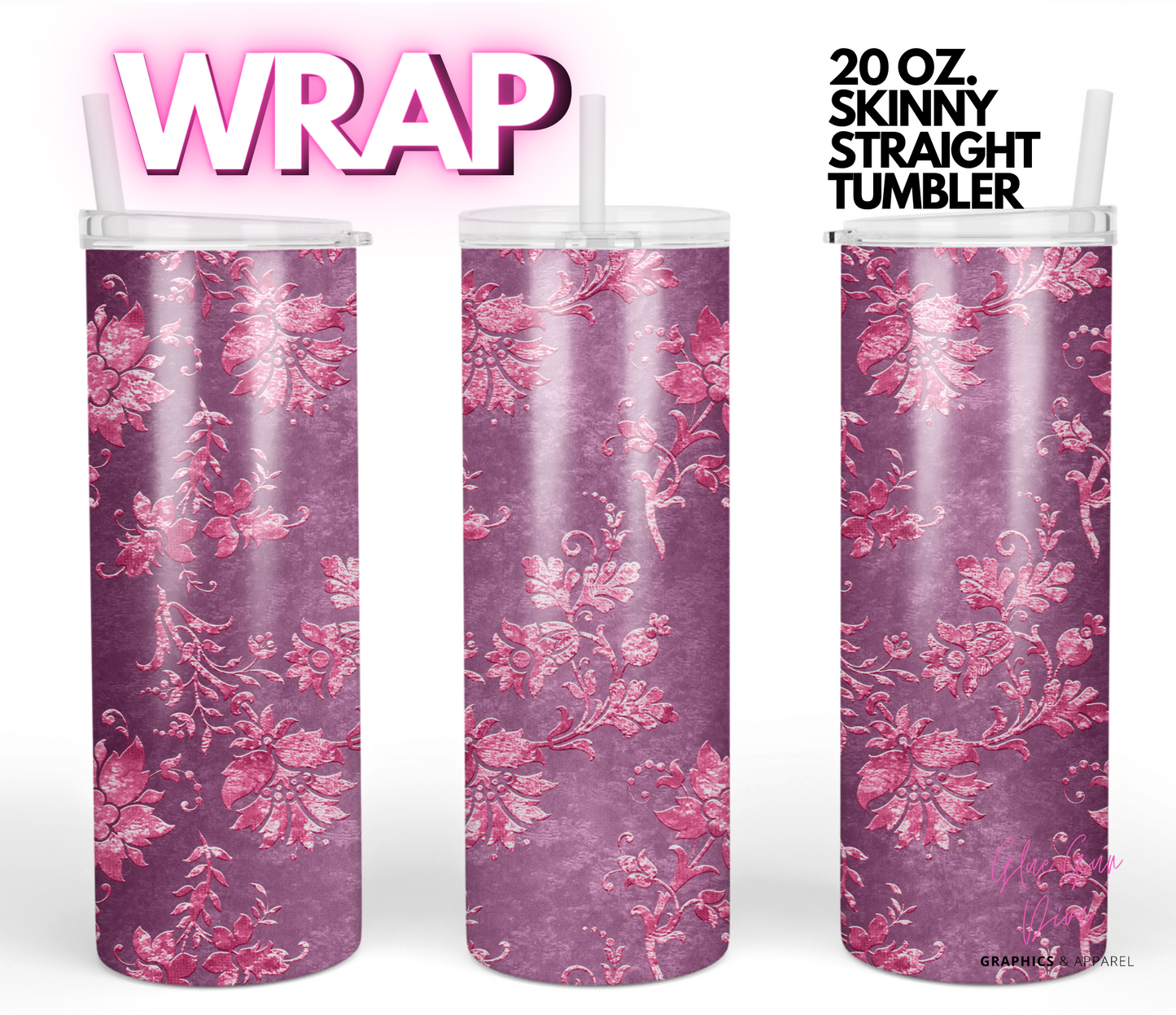 Purple Velvet- Digital tumbler wrap for 20 oz skinny straight tumbler